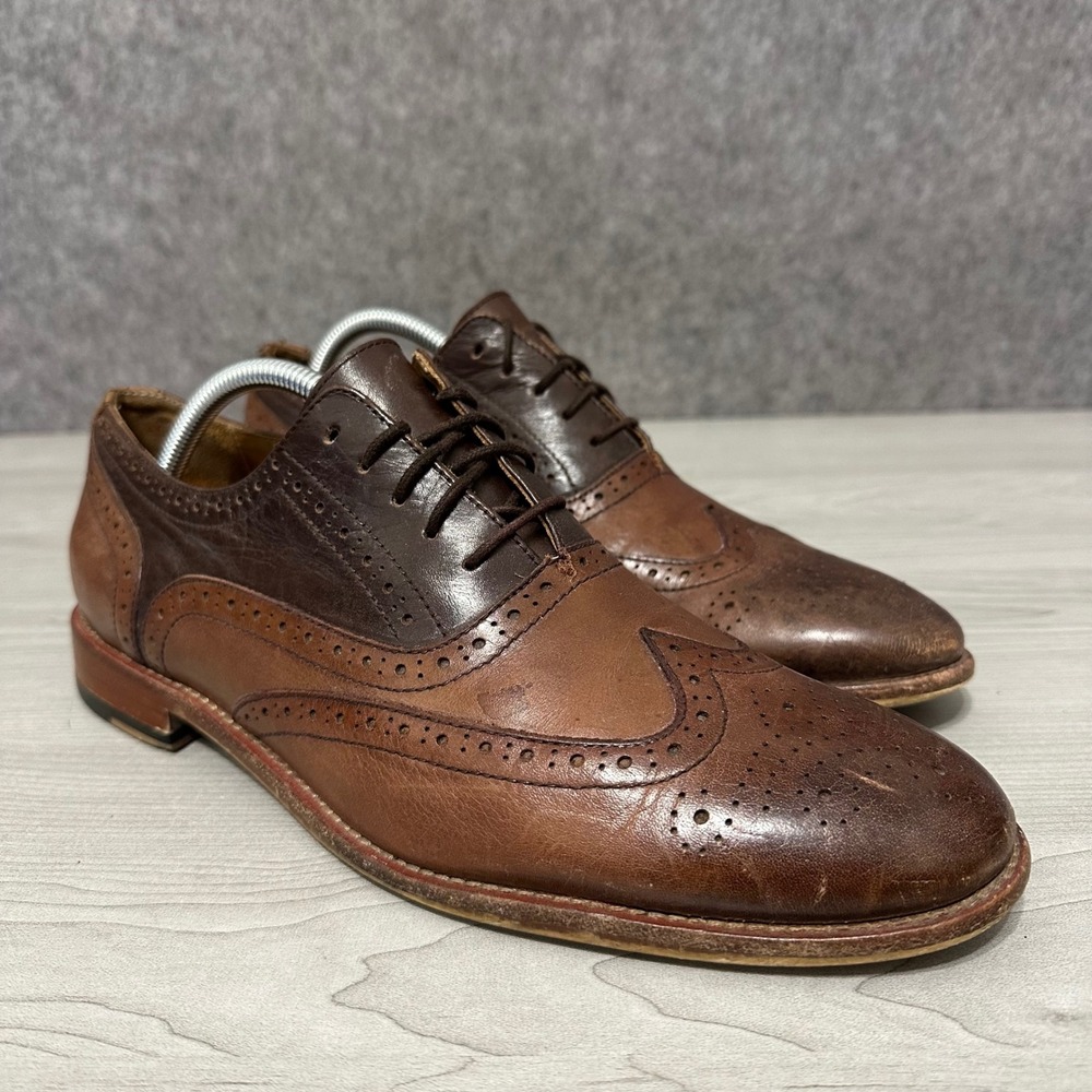 Warfield & Grand Wingtip Oxford Mens 9.5 Brown Leather Hastings Brogue Dress‎